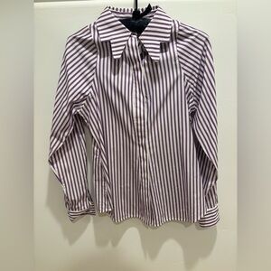Victoria Beckham Purple Striped Button Down Shirt